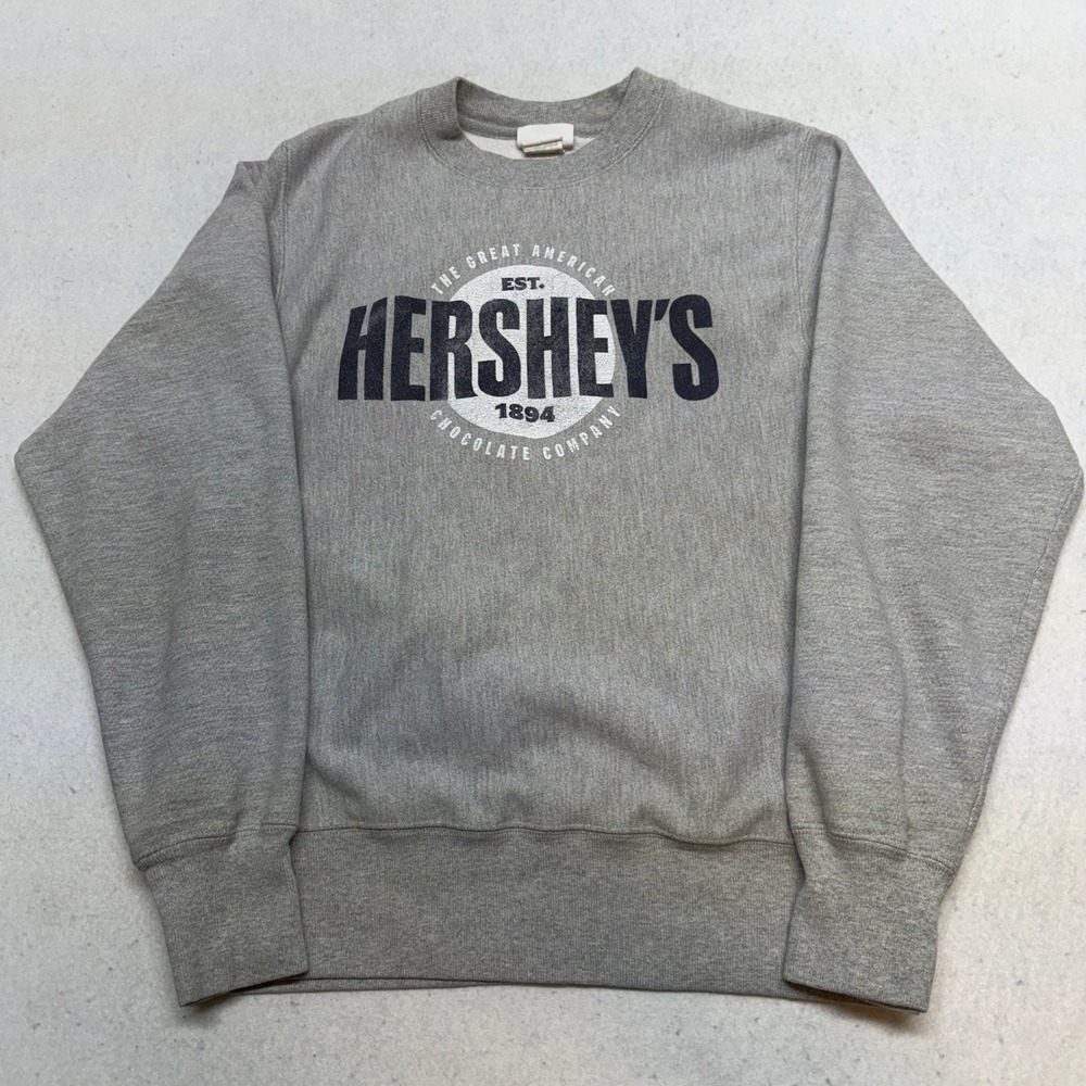 Champion Reverse Weave Hersheys Sweatshirt Grey Small Y2K Streetwear Graphic